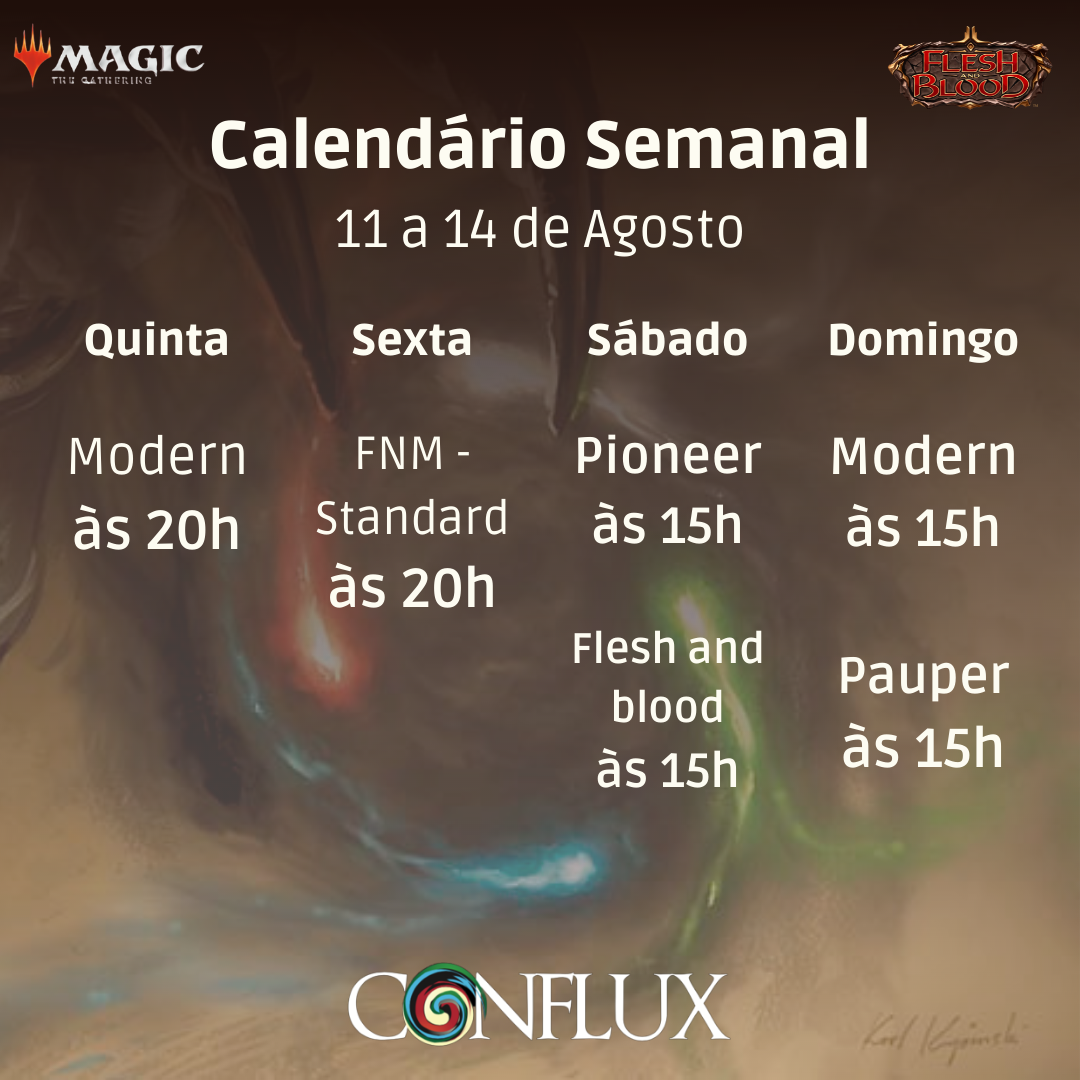 Esta semana na Conflux 11 a 14 Agosto