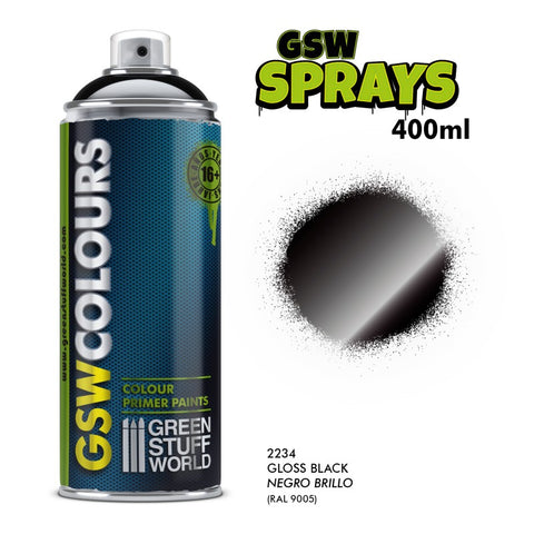 Green Stuff World - SPRAY Primer Colour Gloss Black 400ml
